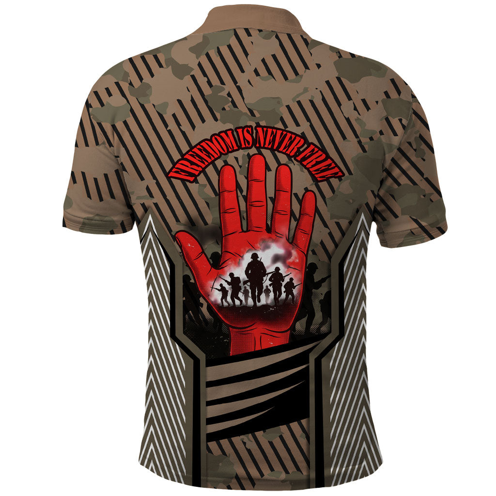 Freddie Stowers African American Polo Shirt Medal Of Honor Red Hand - Military Camouflage Striped World War I