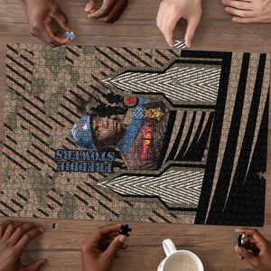 Freddie Stowers African American Puzzle Medal Of Honor Red Hand - Military Camouflage Striped World War I