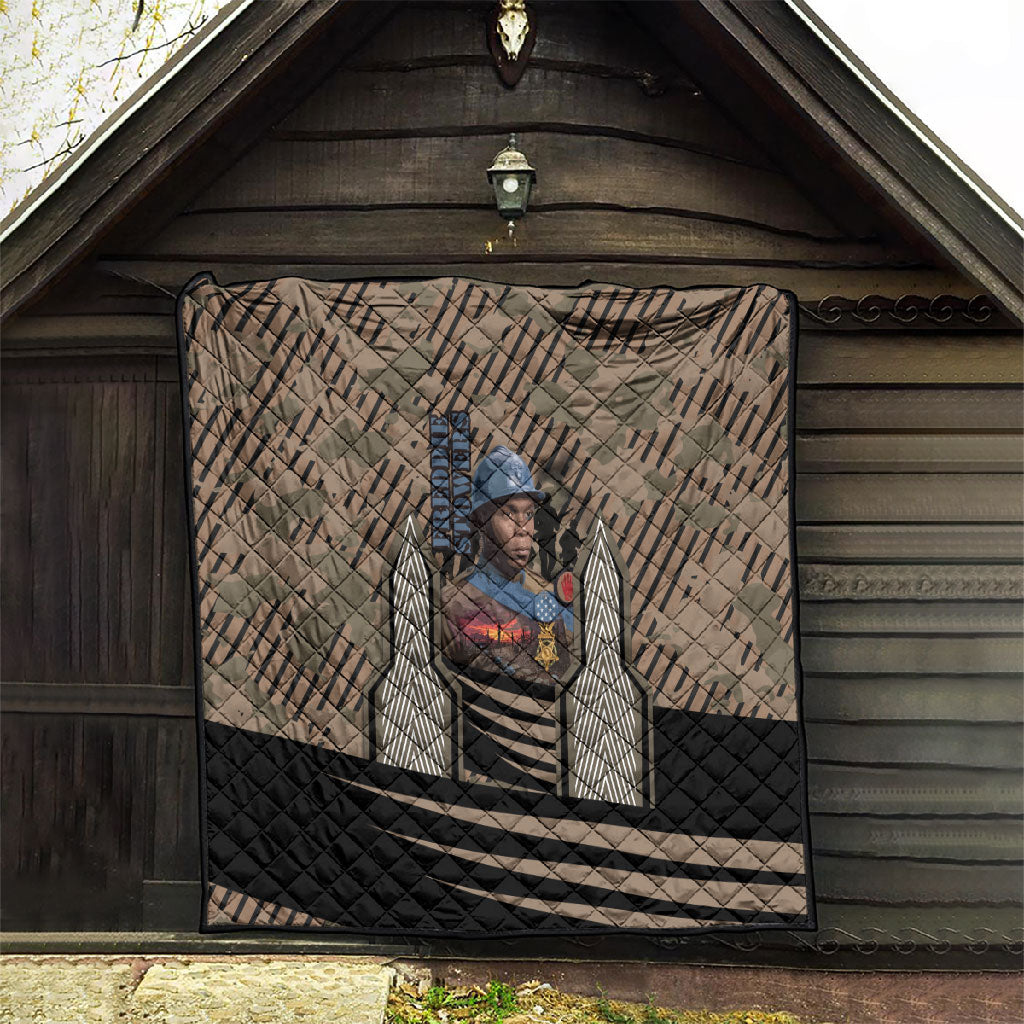 Freddie Stowers African American Quilt Medal Of Honor Red Hand - Military Camouflage Striped World War I