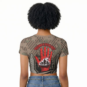 Freddie Stowers African American Raglan Cropped T shirt Medal Of Honor Red Hand - Military Camouflage Striped World War I