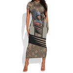 Freddie Stowers African American Short Sleeve Bodycon Dress Medal Of Honor Red Hand - Military Camouflage Striped World War I