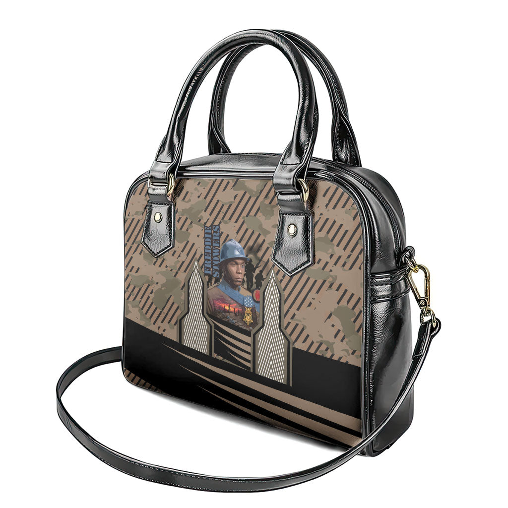 Freddie Stowers African American Shoulder Handbag Medal Of Honor Red Hand - Military Camouflage Striped World War I