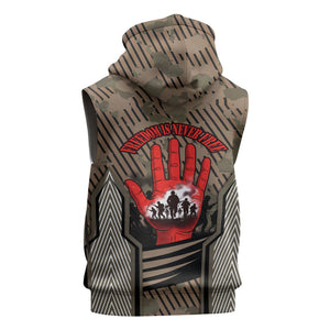 Freddie Stowers African American Sleeveless Hoodie Medal Of Honor Red Hand - Military Camouflage Striped World War I