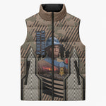 Freddie Stowers African American Sleeveless Puffer Jacket Medal Of Honor Red Hand - Military Camouflage Striped World War I