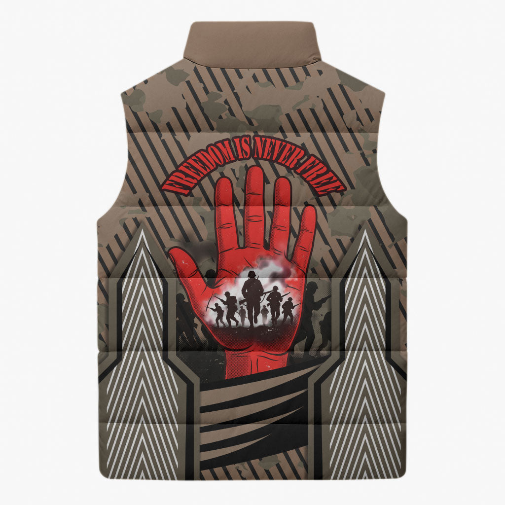 Freddie Stowers African American Sleeveless Puffer Jacket Medal Of Honor Red Hand - Military Camouflage Striped World War I