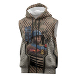 Freddie Stowers African American Sleeveless Zip Hoodie Medal Of Honor Red Hand - Military Camouflage Striped World War I