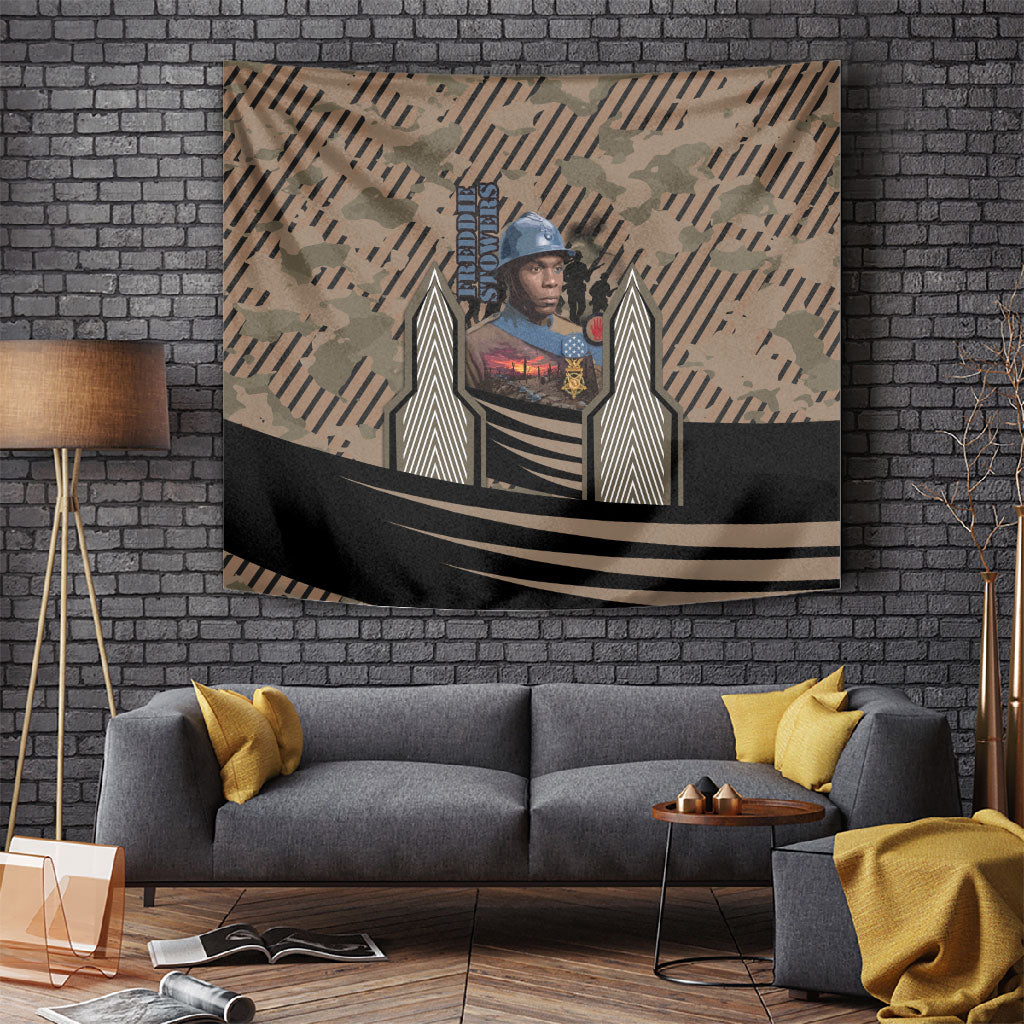 Freddie Stowers African American Tapestry Medal Of Honor Red Hand - Military Camouflage Striped World War I