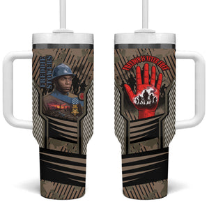 Freddie Stowers African American Tumbler With Handle Medal Of Honor Red Hand - Military Camouflage Striped World War I