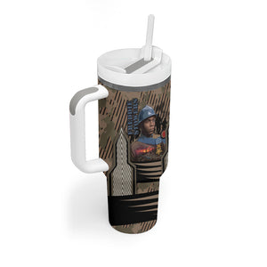 Freddie Stowers African American Tumbler With Handle Medal Of Honor Red Hand - Military Camouflage Striped World War I