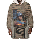 Freddie Stowers African American Wearable Blanket Hoodie Medal Of Honor Red Hand - Military Camouflage Striped World War I