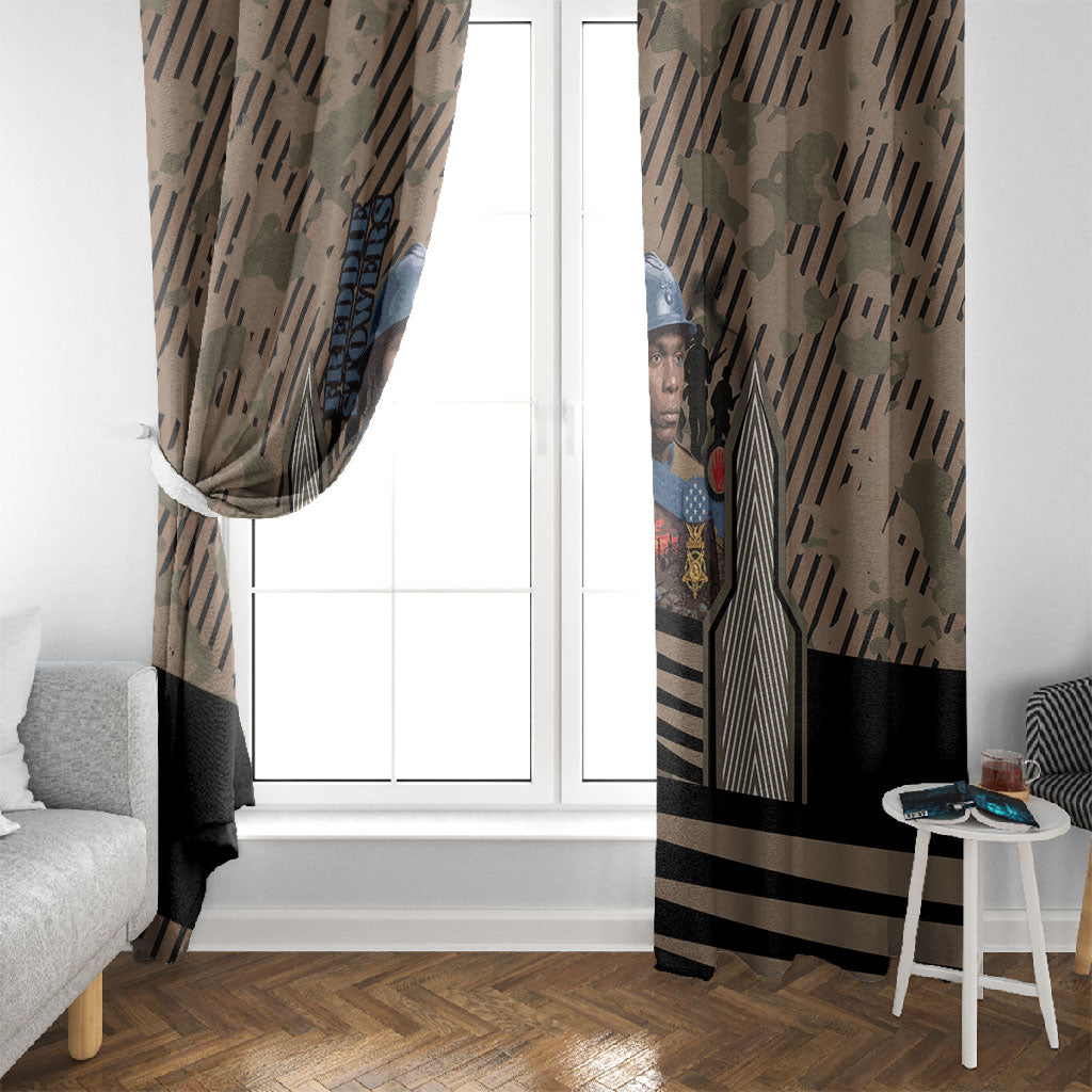 Freddie Stowers African American Window Curtain Medal Of Honor Red Hand - Military Camouflage Striped World War I