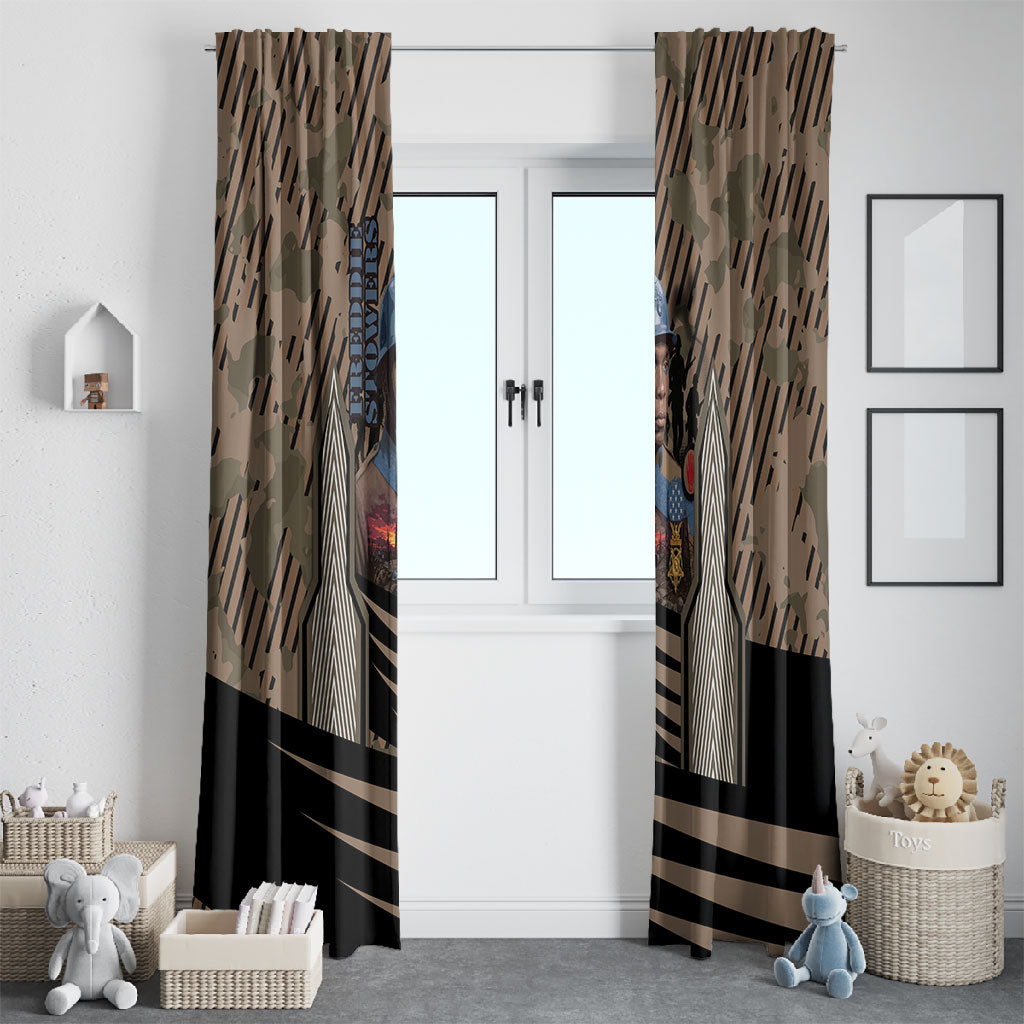 Freddie Stowers African American Window Curtain Medal Of Honor Red Hand - Military Camouflage Striped World War I