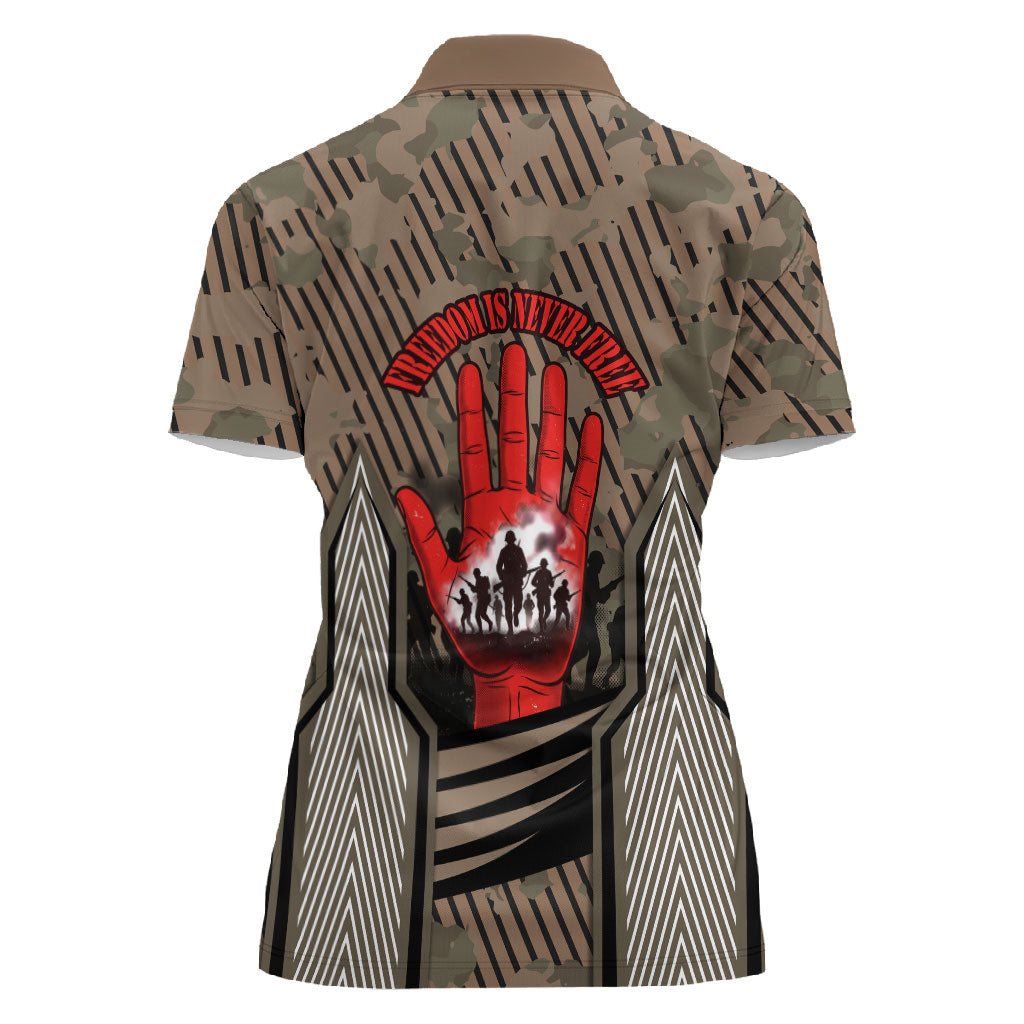 Freddie Stowers African American Women Polo Shirt Medal Of Honor Red Hand - Military Camouflage Striped World War I