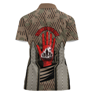 Freddie Stowers African American Women Polo Shirt Medal Of Honor Red Hand - Military Camouflage Striped World War I