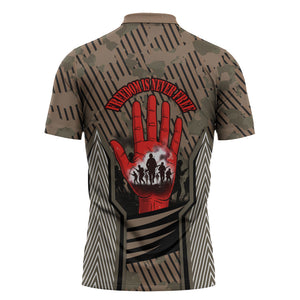 Freddie Stowers African American Zipper Polo Shirt Medal Of Honor Red Hand - Military Camouflage Striped World War I