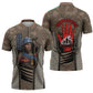 Freddie Stowers African American Zipper Polo Shirt Medal Of Honor Red Hand - Military Camouflage Striped World War I