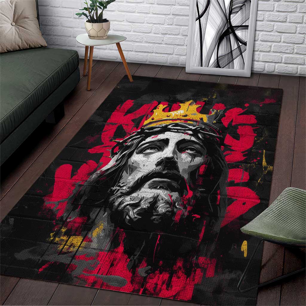 Jesus Rugs Graphics Jesus Graffiti Design Area Rug Crowned Portrait and Urban Street Art ...