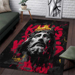 Jesus Graffiti Design Area Rug Crowned Portrait and Urban Street Art Style - African Pride