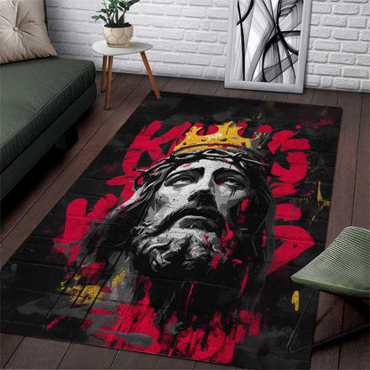 Jesus Graffiti Design Area Rug Crowned Portrait and Urban Street Art Style - African Pride
