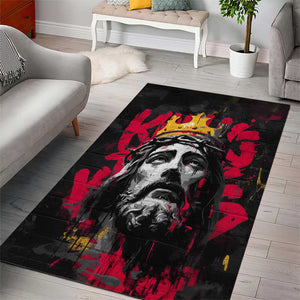 Jesus Graffiti Design Area Rug Crowned Portrait and Urban Street Art Style - African Pride
