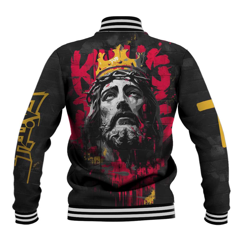 Jesus Graffiti Design Baseball Jacket Crowned Portrait and Urban Street Art Style - African Pride