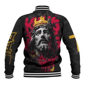 Jesus Graffiti Design Baseball Jacket Crowned Portrait and Urban Street Art Style - African Pride