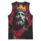 Jesus Graffiti Design Basketball Jersey Crowned Portrait and Urban Street Art Style - African Pride