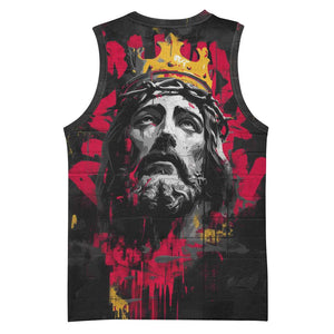 Jesus Graffiti Design Basketball Jersey Crowned Portrait and Urban Street Art Style - African Pride