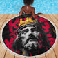 Jesus Graffiti Design Beach Blanket Crowned Portrait and Urban Street Art Style - African Pride