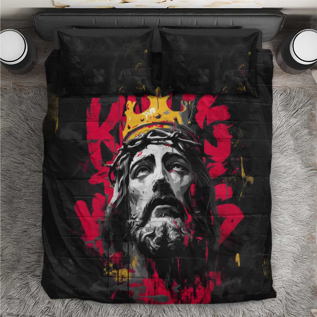 Jesus Graffiti Design Bedding Set Crowned Portrait and Urban Street Art Style - African Pride