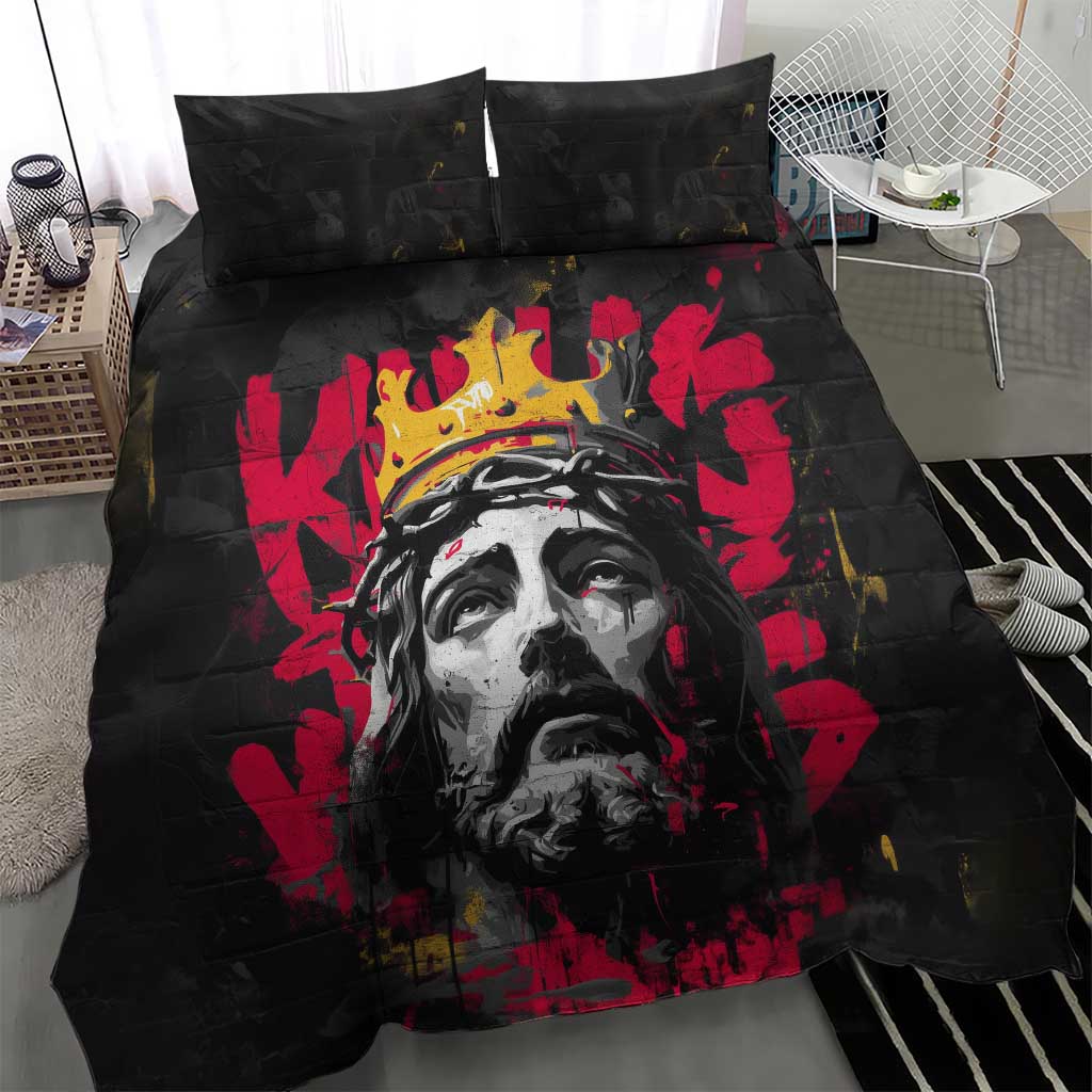 Jesus Graffiti Design Bedding Set Crowned Portrait and Urban Street Art Style - African Pride