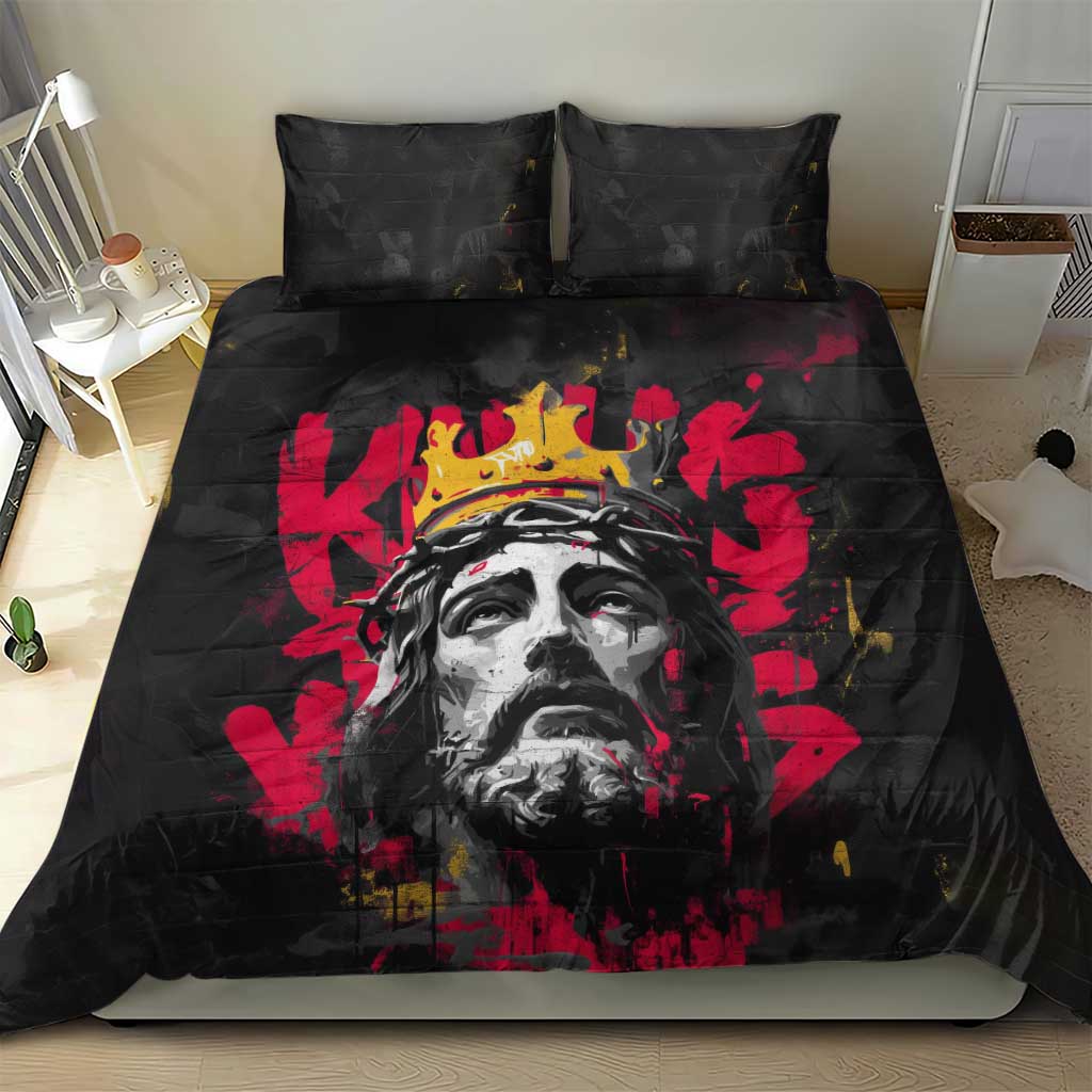 Jesus Graffiti Design Bedding Set Crowned Portrait and Urban Street Art Style - African Pride