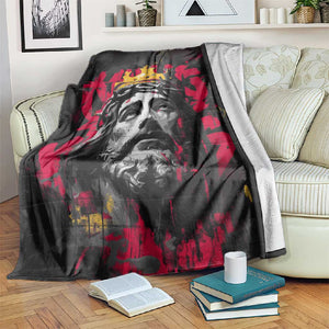 Jesus Graffiti Design Blanket Crowned Portrait and Urban Street Art Style - African Pride