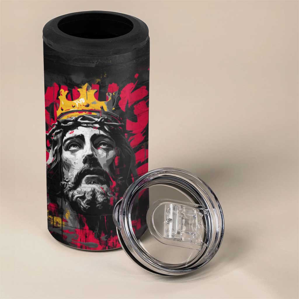 Jesus Graffiti Design 4 in 1 Can Cooler Tumbler Crowned Portrait and Urban Street Art Style - African Pride