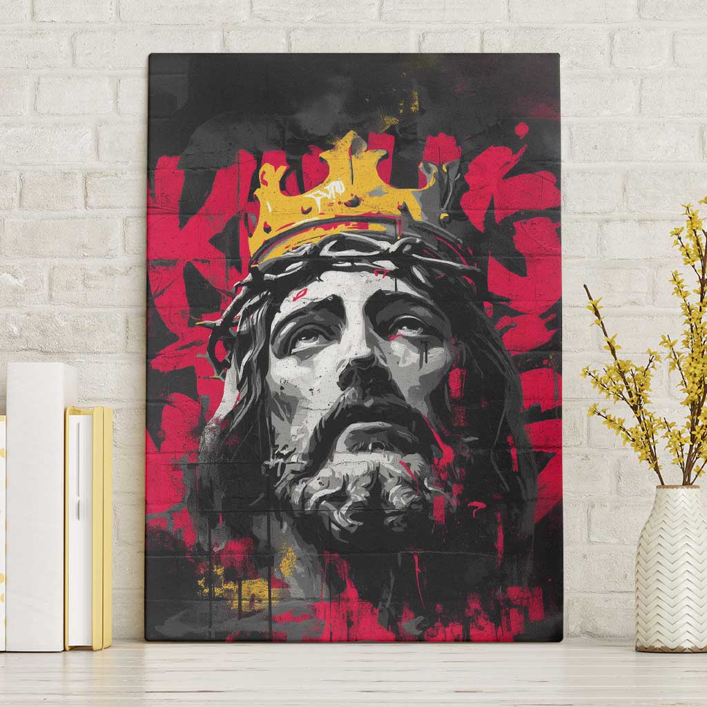 Jesus Graffiti Design Canvas Wall Art Crowned Portrait and Urban Street Art Style - African Pride