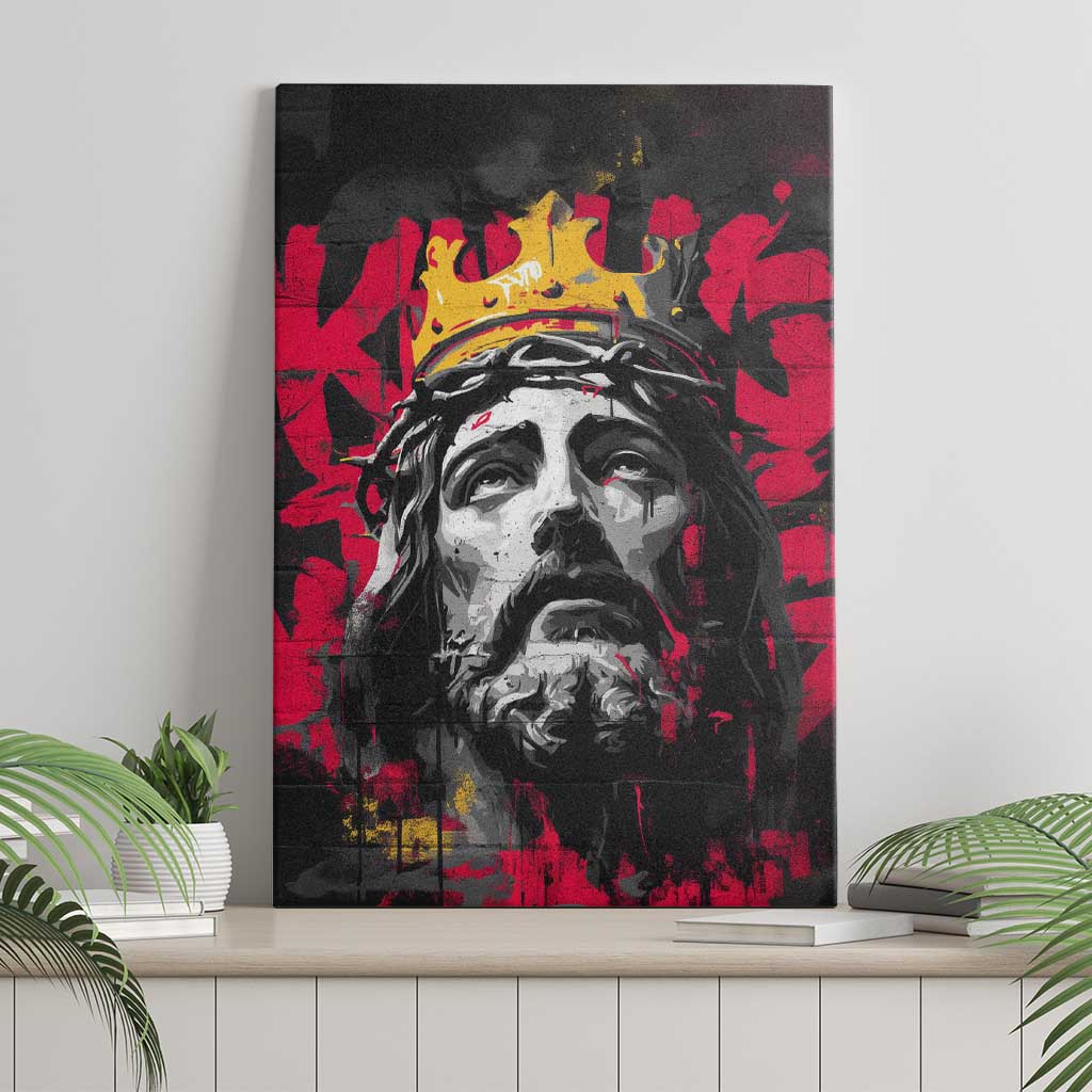 Jesus Graffiti Design Canvas Wall Art Crowned Portrait and Urban Street Art Style - African Pride
