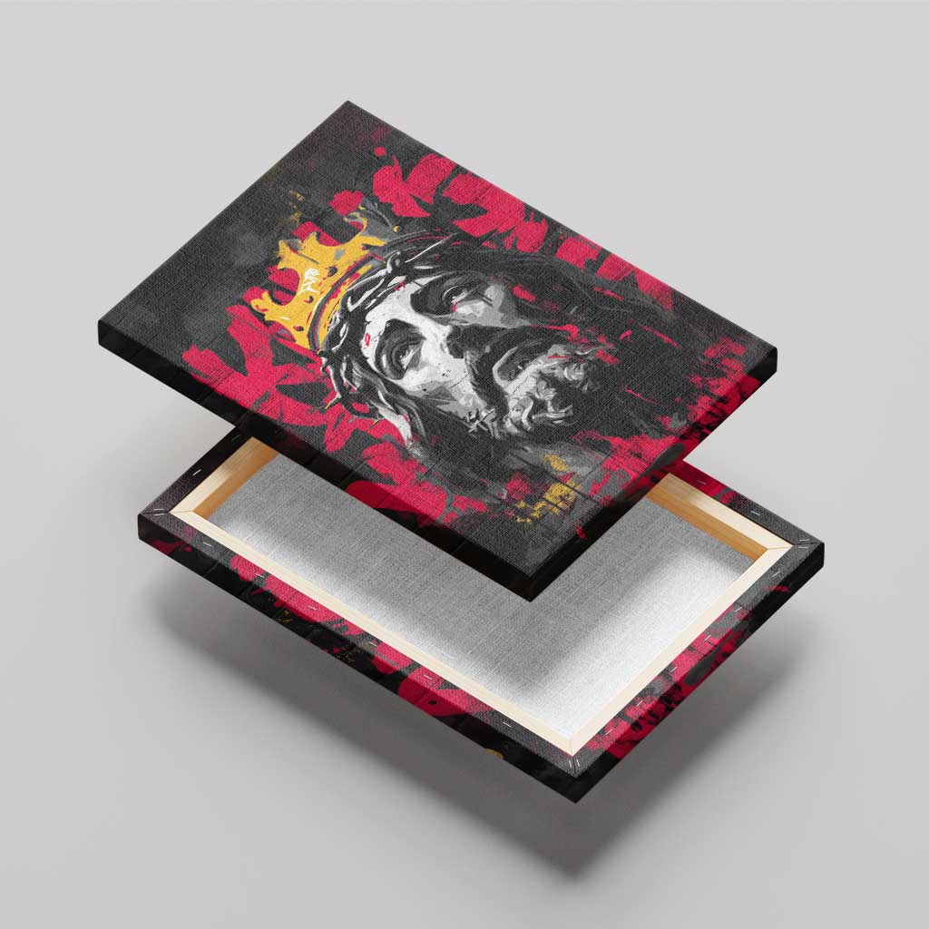 Jesus Graffiti Design Canvas Wall Art Crowned Portrait and Urban Street Art Style - African Pride