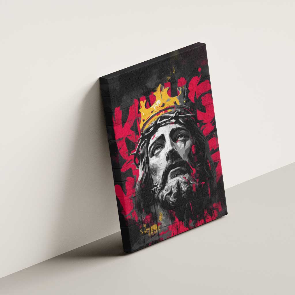 Jesus Graffiti Design Canvas Wall Art Crowned Portrait and Urban Street Art Style - African Pride