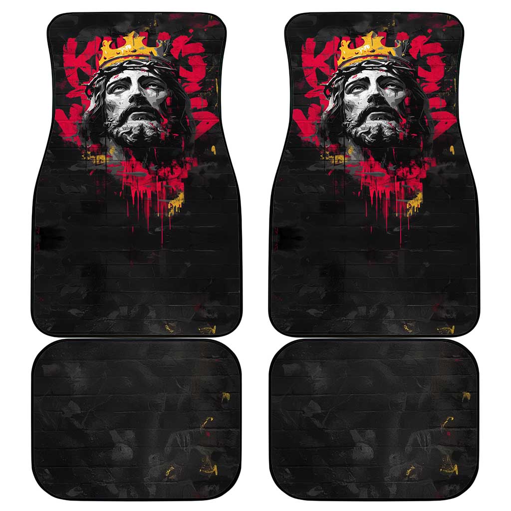 Jesus Graffiti Design Car Mats Crowned Portrait and Urban Street Art Style - African Pride