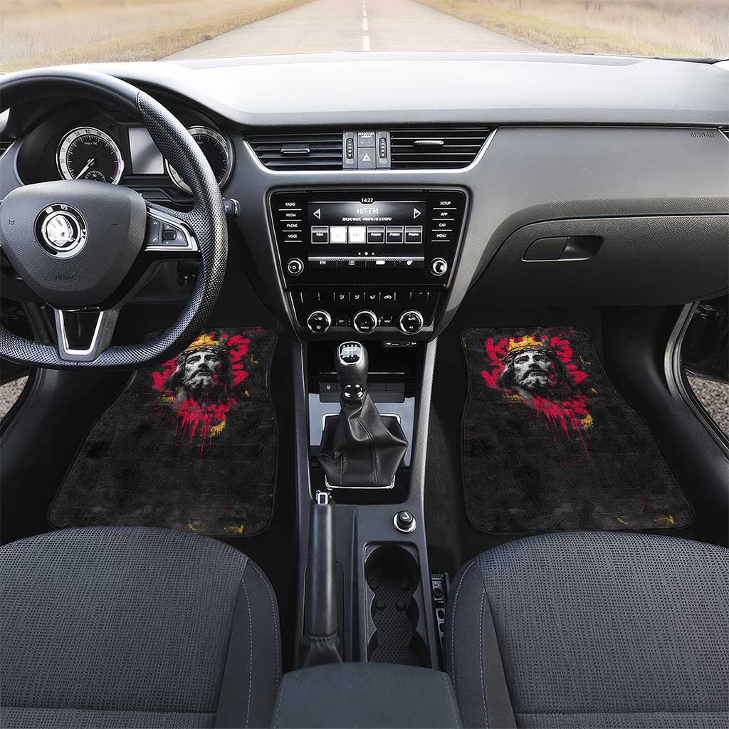 Jesus Graffiti Design Car Mats Crowned Portrait and Urban Street Art Style - African Pride