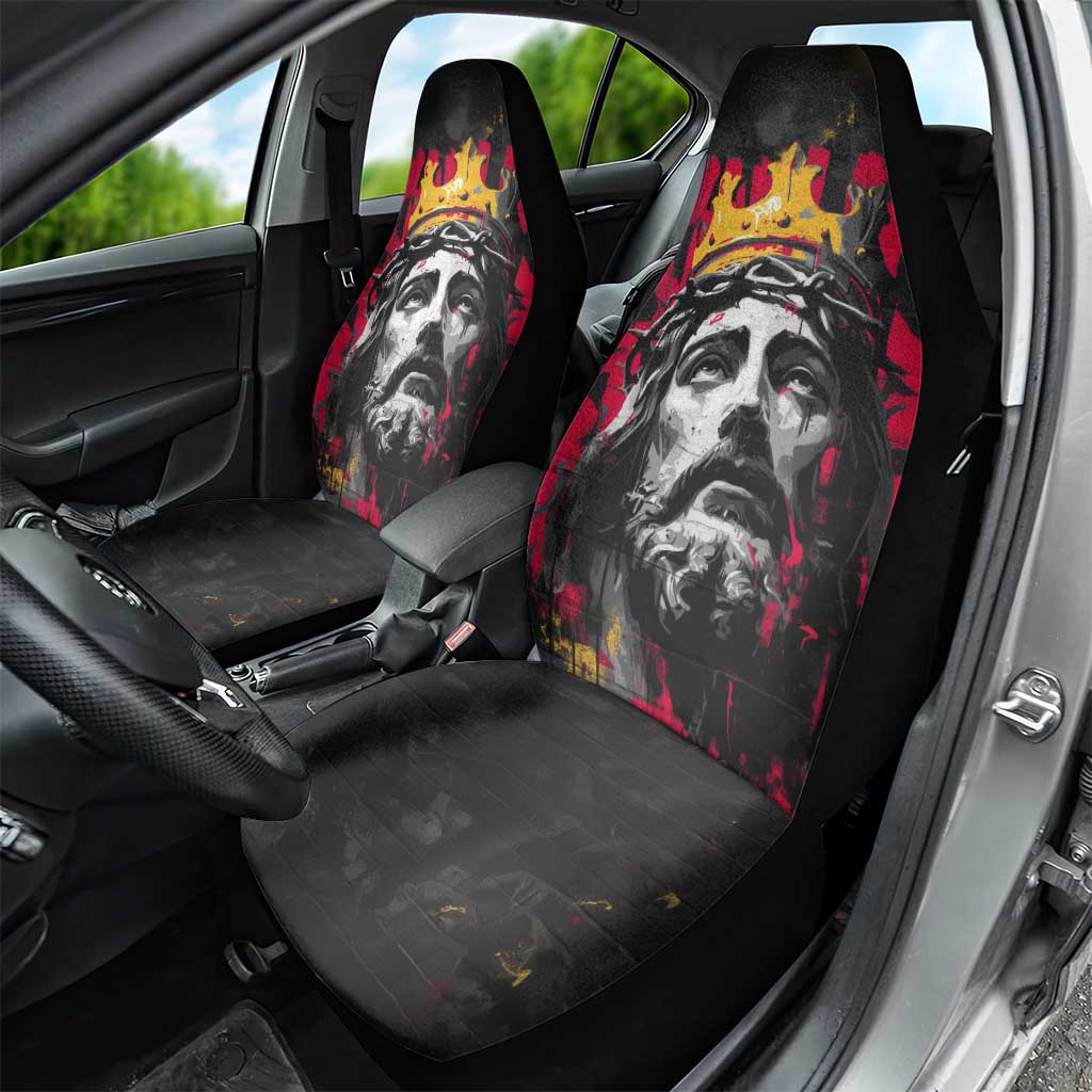 Jesus Graffiti Design Car Seat Cover Crowned Portrait and Urban Street Art Style - African Pride