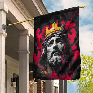 Jesus Graffiti Design Garden Flag Crowned Portrait and Urban Street Art Style - African Pride