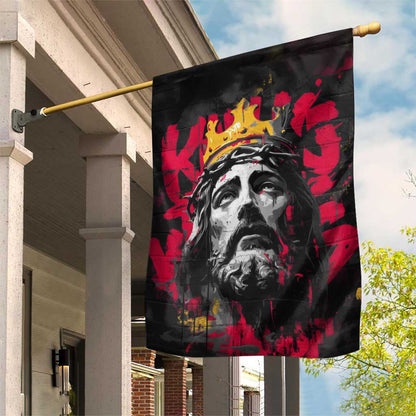Jesus Graffiti Design Garden Flag Crowned Portrait and Urban Street Art Style - African Pride