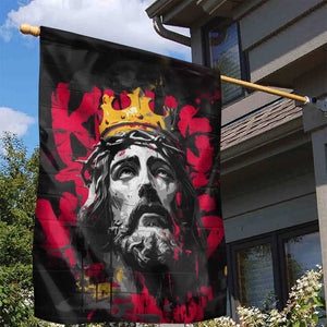 Jesus Graffiti Design Garden Flag Crowned Portrait and Urban Street Art Style - African Pride