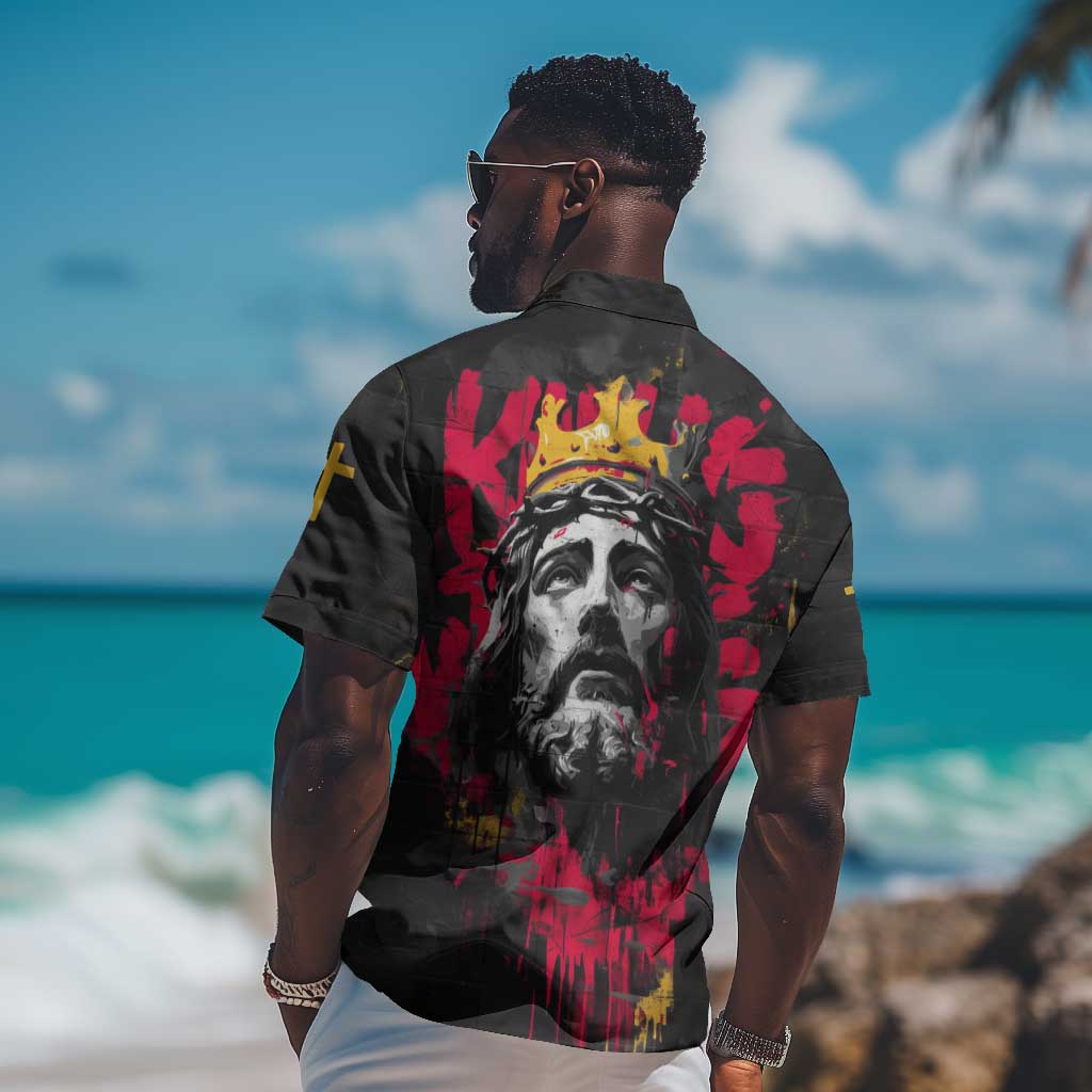 Jesus Graffiti Design Hawaiian Shirt Crowned Portrait and Urban Street Art Style - African Pride