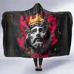 Jesus Graffiti Design Hooded Blanket Crowned Portrait and Urban Street Art Style - African Pride
