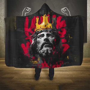 Jesus Graffiti Design Hooded Blanket Crowned Portrait and Urban Street Art Style - African Pride