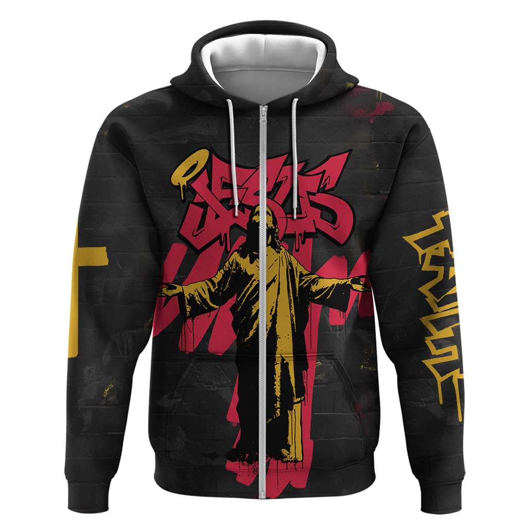 Jesus Graffiti Design Hoodie Crowned Portrait and Urban Street Art Style - African Pride
