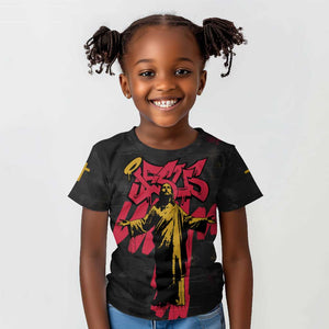 Jesus Graffiti Design Kid T shirt Crowned Portrait and Urban Street Art Style - African Pride