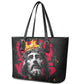 Jesus Graffiti Design Leather Tote Bag Crowned Portrait and Urban Street Art Style - African Pride